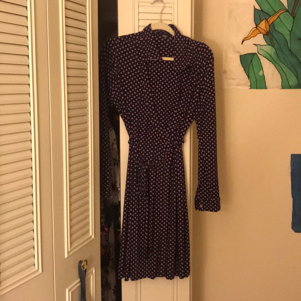 Blue and red pattern wrap dress